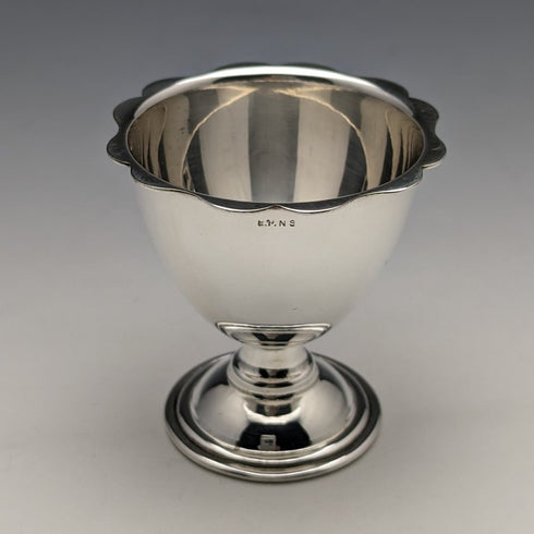 British vintage silver plate egg stand & napkin ring & spoon set boxed